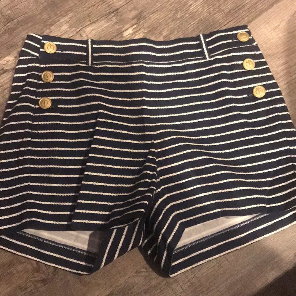 J crew nautical navy and white stripes shorts